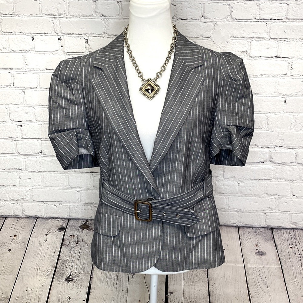 BCBGMaxAzria Pinstripes Short Sleeves Blazer